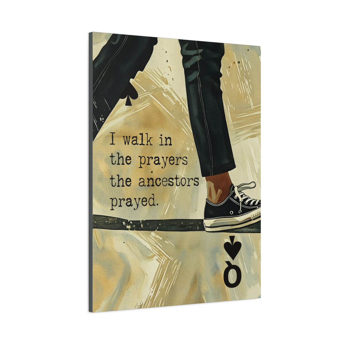Joyful Warrior Black Queen Canvas Wall Art – “I Walk in the Prayers the Ancestors Prayed” | Afrocentric Queen of Spades Decor