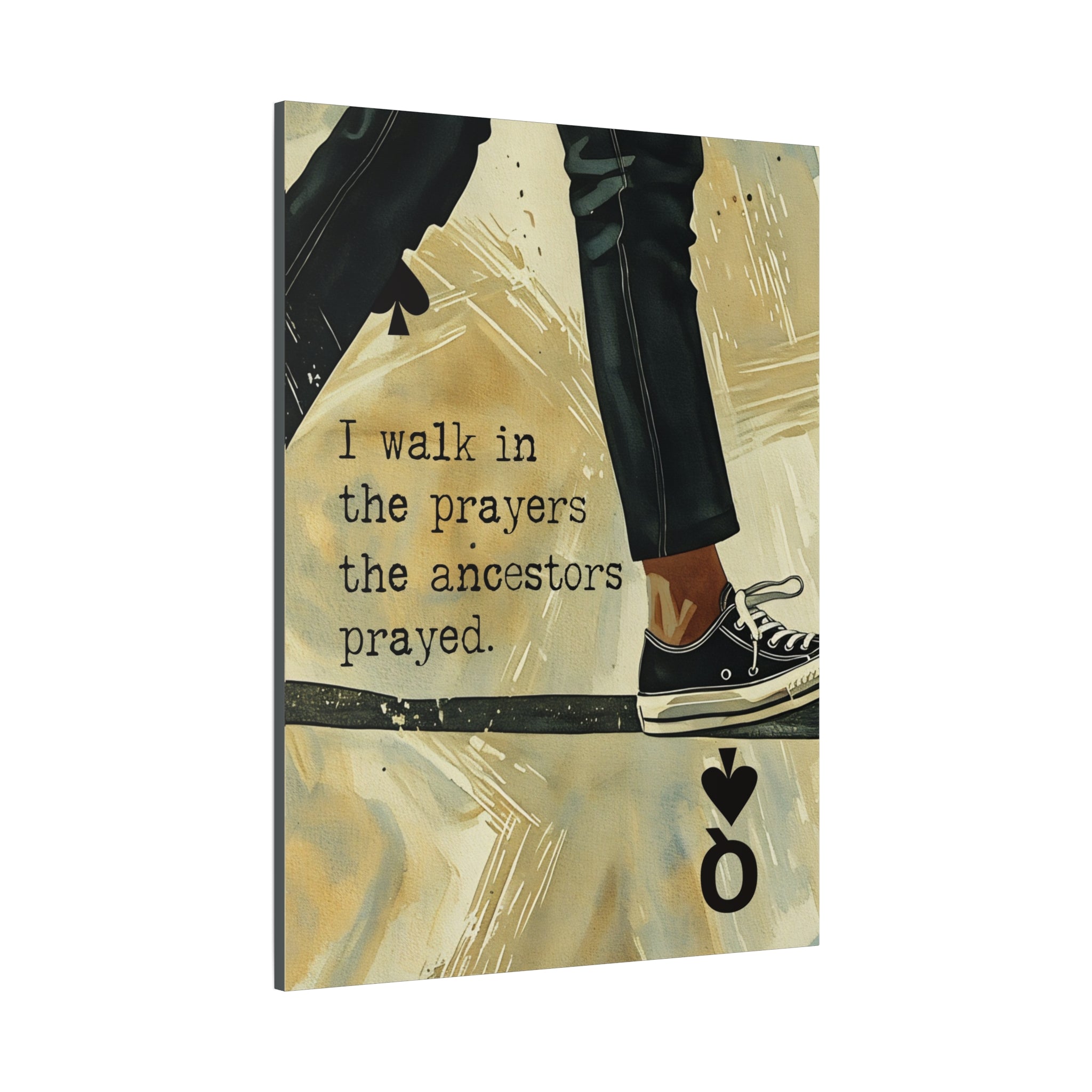 Joyful Warrior Black Queen Canvas Wall Art – “I Walk in the Prayers the Ancestors Prayed” | Afrocentric Queen of Spades Decor
