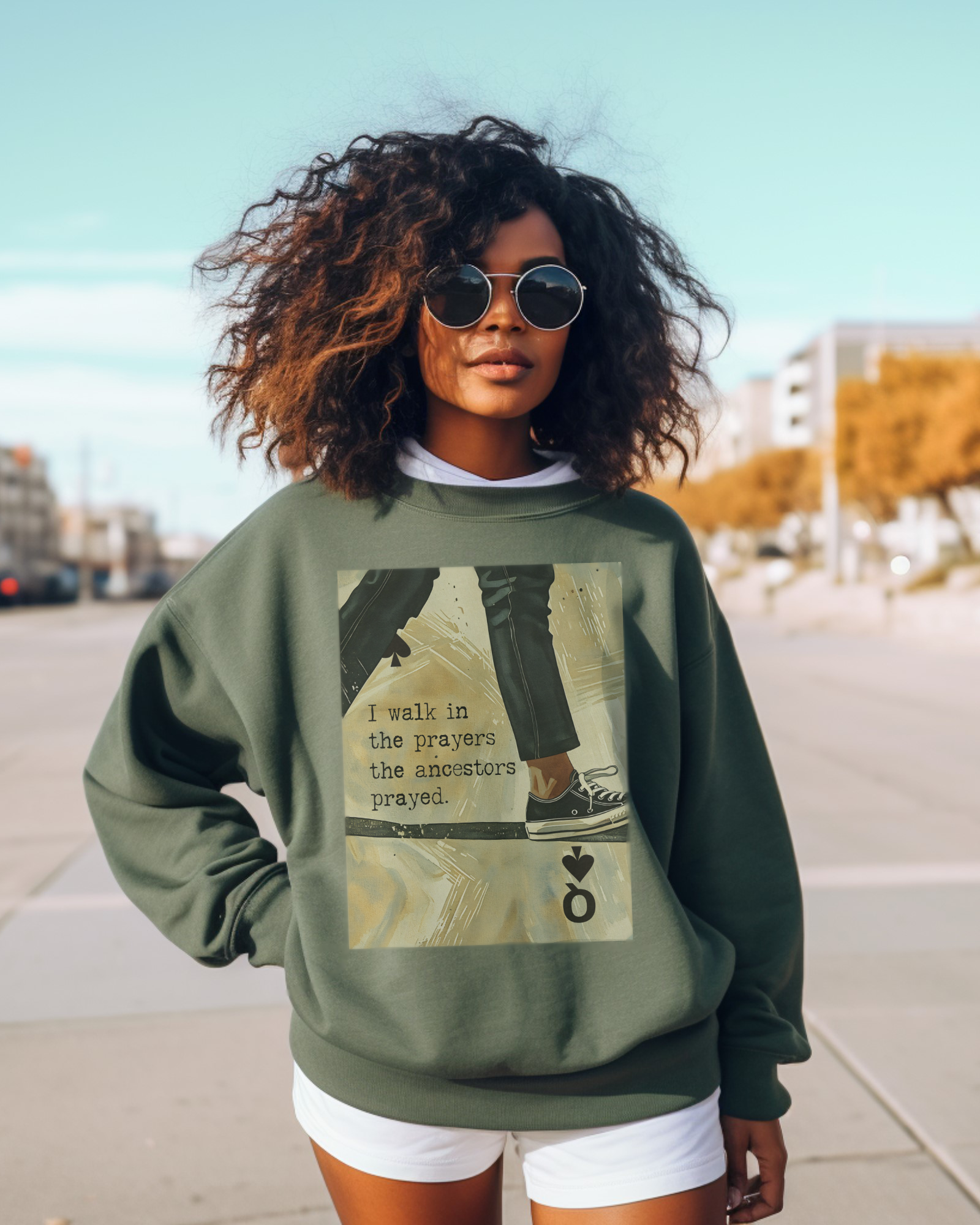 Black Queen Joyful Warrior Sweatshirt - I Walk in the Prayers the Ancestors Prayed Sweatshirt