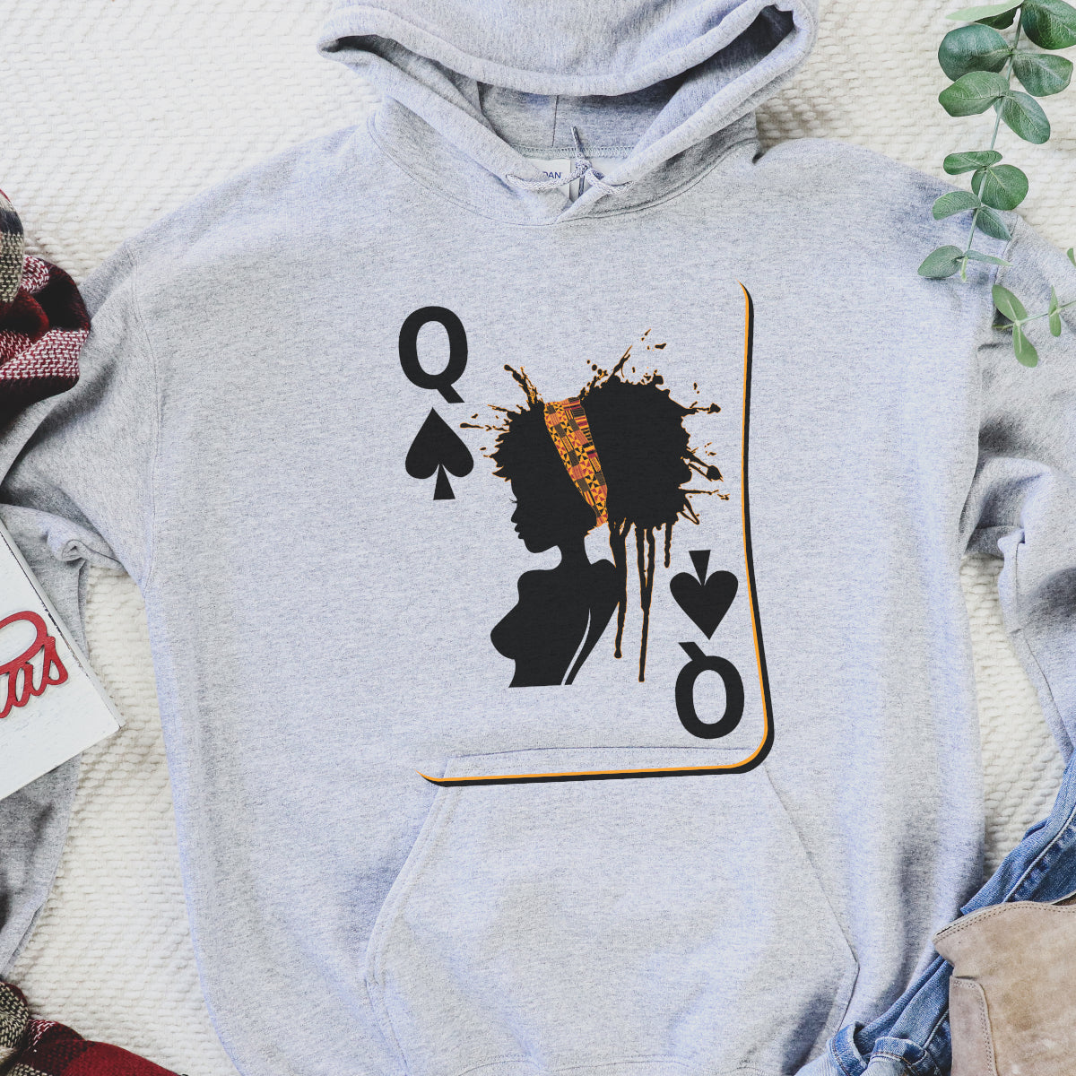 Black Queen Playing Card Sweatshirt, Hoodie, Tshirt – Afrocentric Queen of Spades Shirt for Women