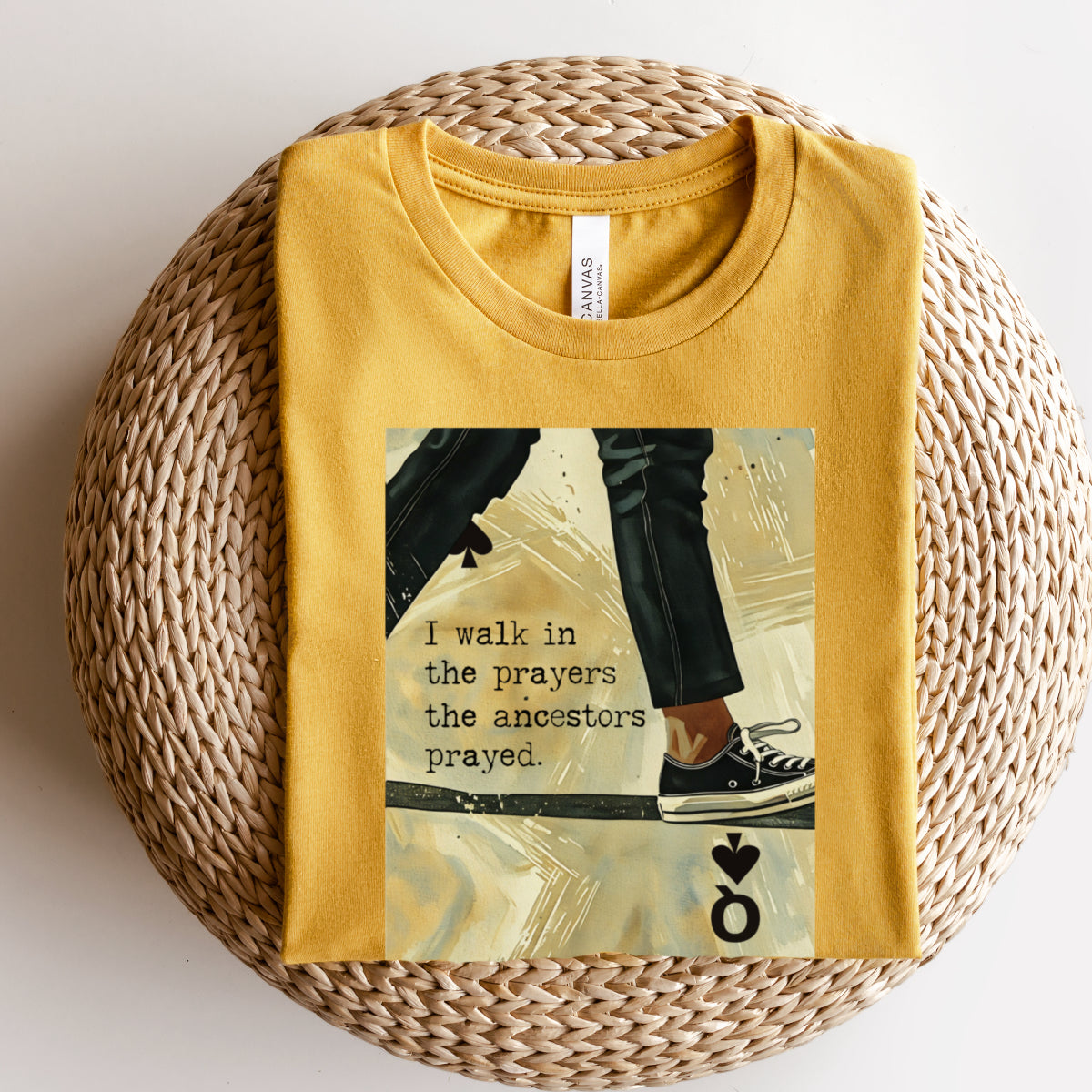 Joyful Warrior Black Queen Tee - I Walk in the Prayers the Ancestors Prayed T-Shirt – Black Owned Afrocentric Soft Life Legacy Shirt