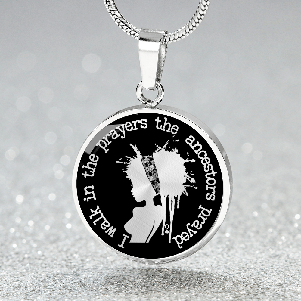 I Walk in the Prayers the Ancestors Prayed Minimalist Necklace – Afrocentric Black Queen Pendant