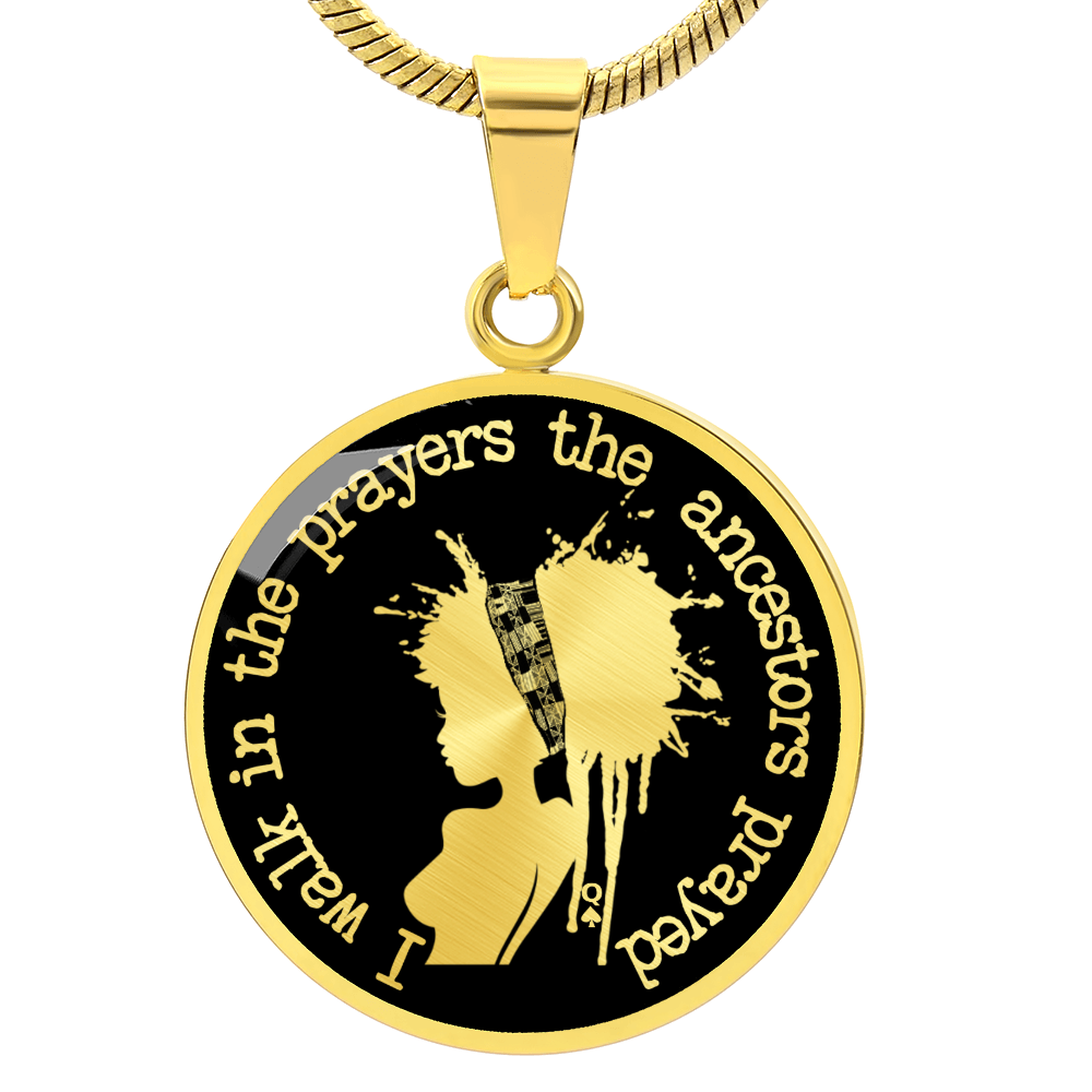I Walk in the Prayers the Ancestors Prayed Minimalist Necklace – Afrocentric Black Queen Pendant