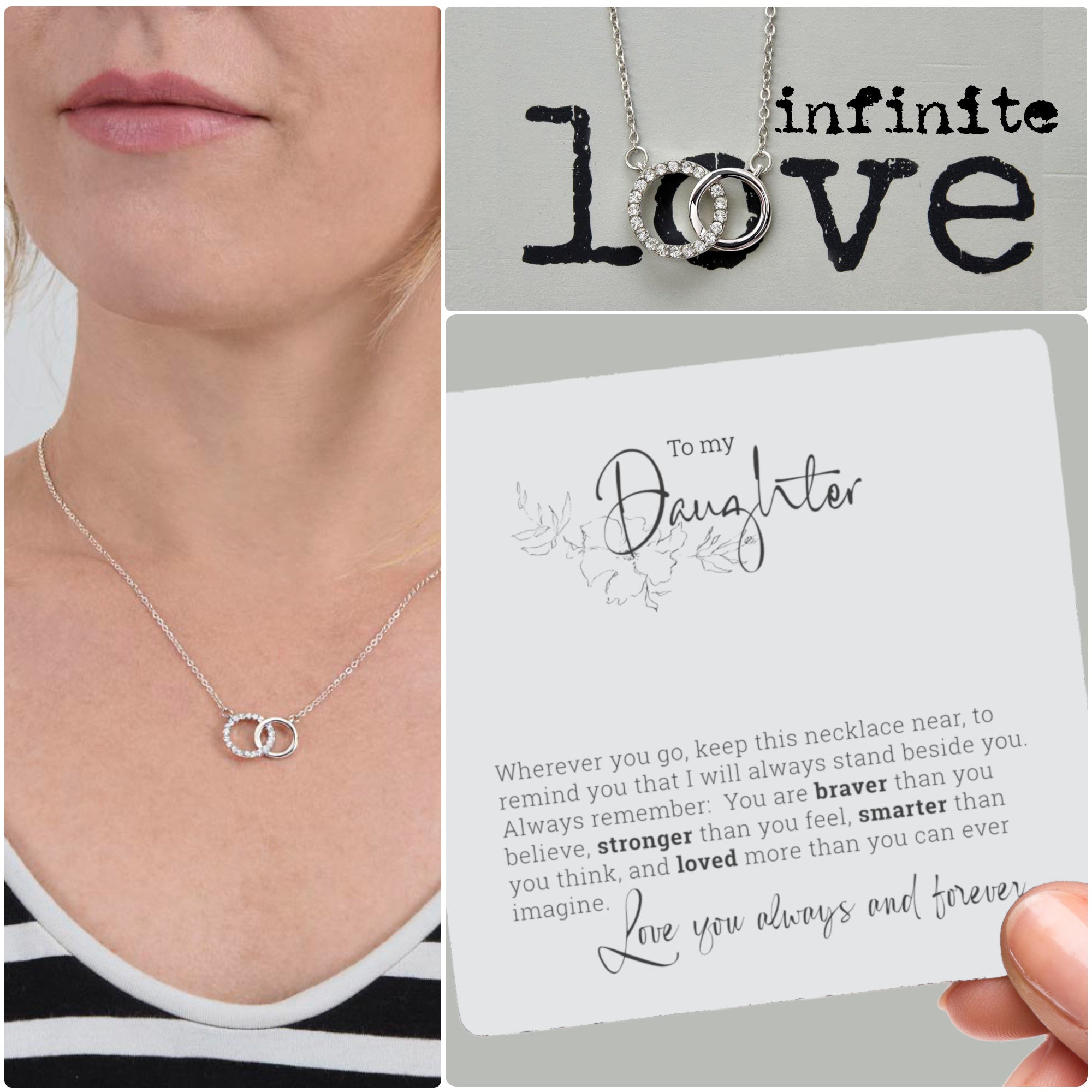 Infinite Love Necklace, Gift To My Daughter, 14K White gold over Stainless Steel, Birthday Gift, Necklaces for Women, gift for her, Minimalist Necklace
