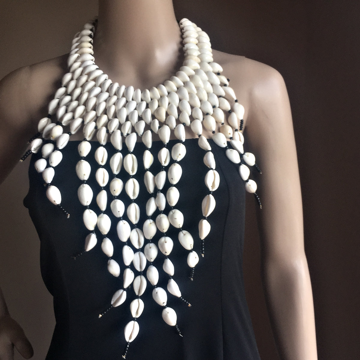 Cowrie Shell Bib Necklace - Elegant Drops