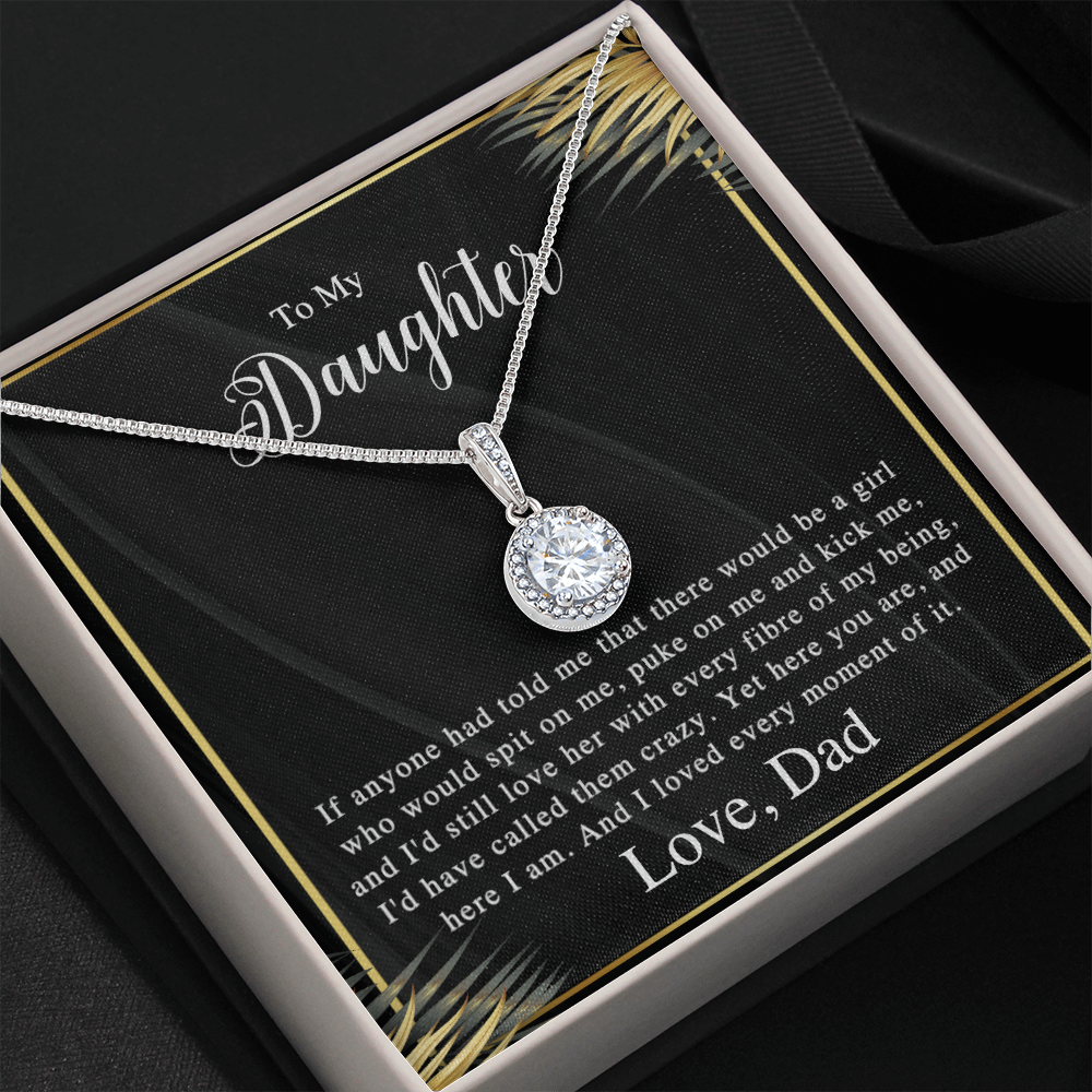 To My Daughter, Love Dad - White Gold Over Stainless Steel Minimalist Necklace