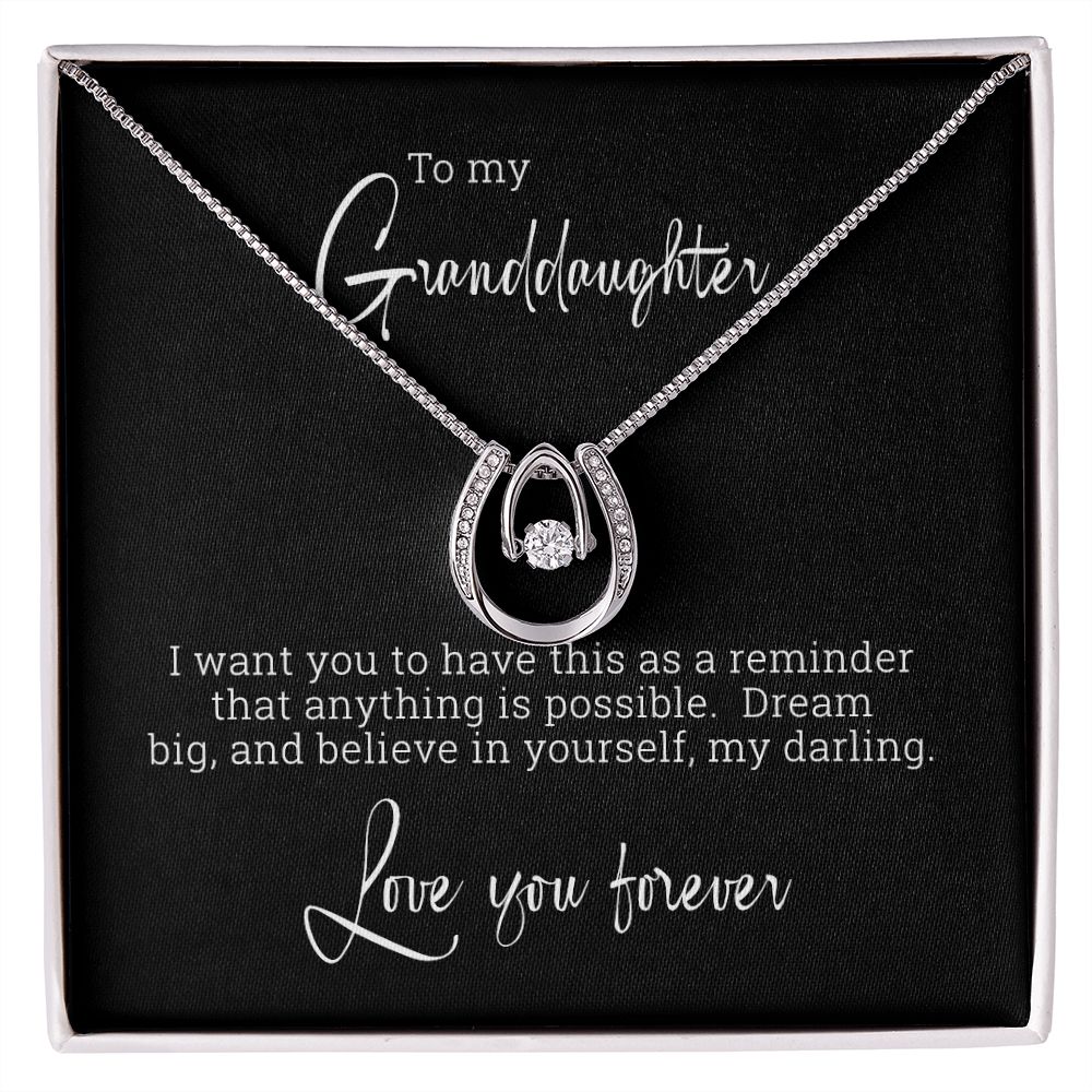 To My Granddaughter, Dream Big and Believe in Yourself | Christmas gift for her | Lucky Charm Minimalist Necklace | Proud of you | From Grandma