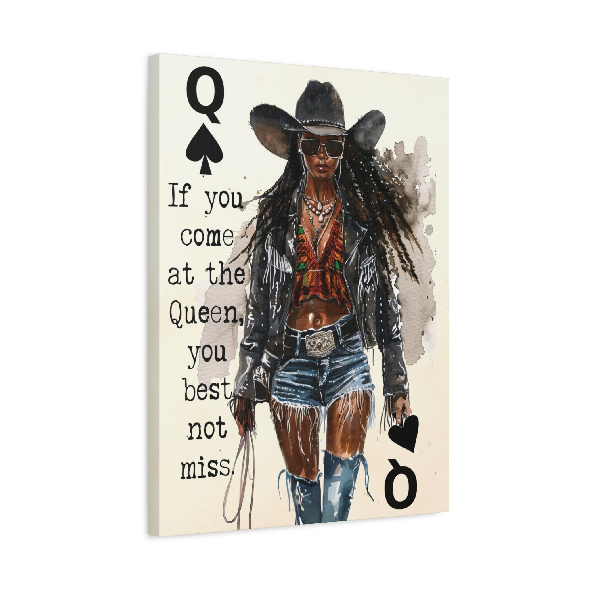 If you come at the Queen, you Best Not Miss - Black Queen Canvas Wall Art