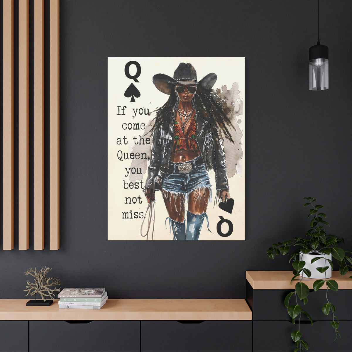 If you come at the Queen, you Best Not Miss - Black Queen Canvas Wall Art