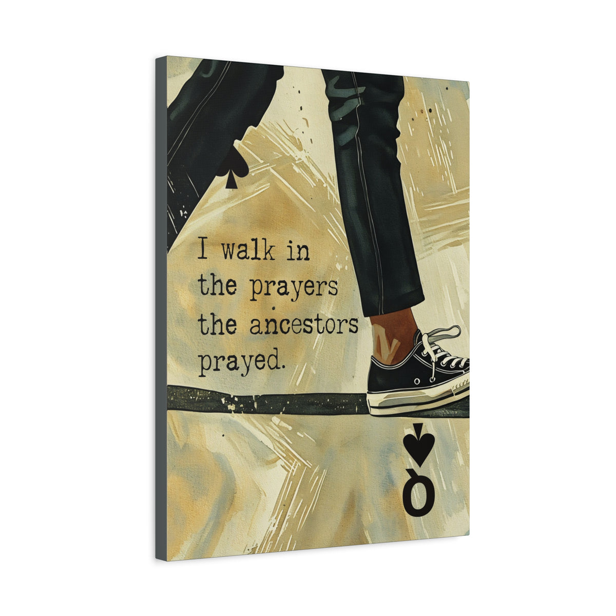 Joyful Warrior Black Queen Canvas Wall Art – “I Walk in the Prayers the Ancestors Prayed” | Afrocentric Queen of Spades Decor