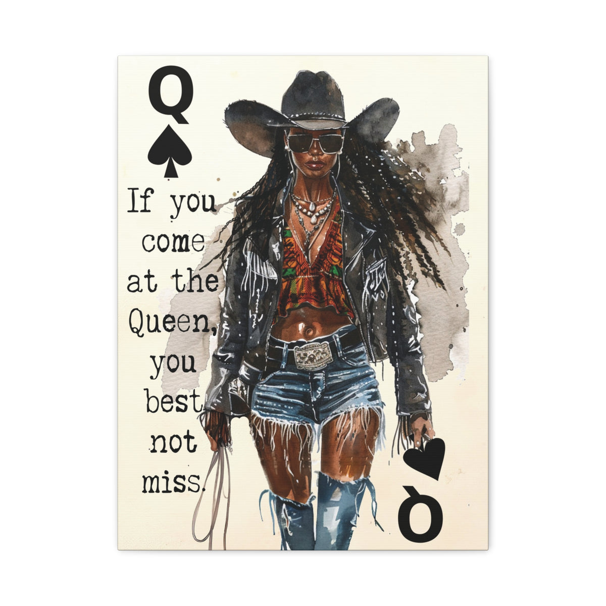 If you come at the Queen, you Best Not Miss - Black Queen Canvas Wall Art