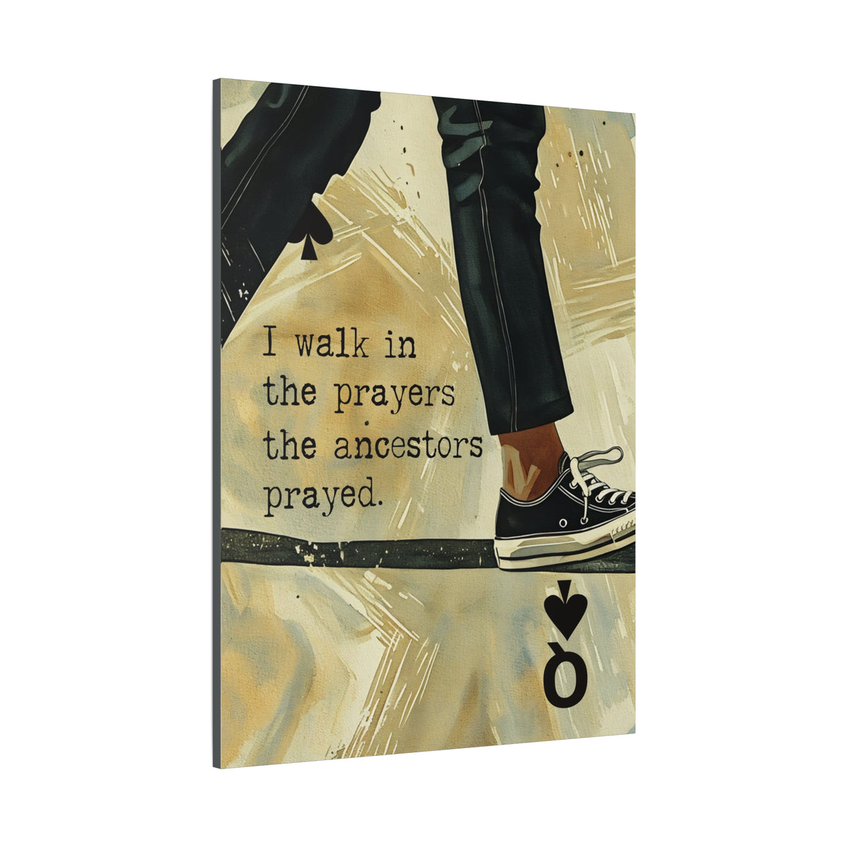 Joyful Warrior Black Queen Canvas Wall Art – “I Walk in the Prayers the Ancestors Prayed” | Afrocentric Queen of Spades Decor