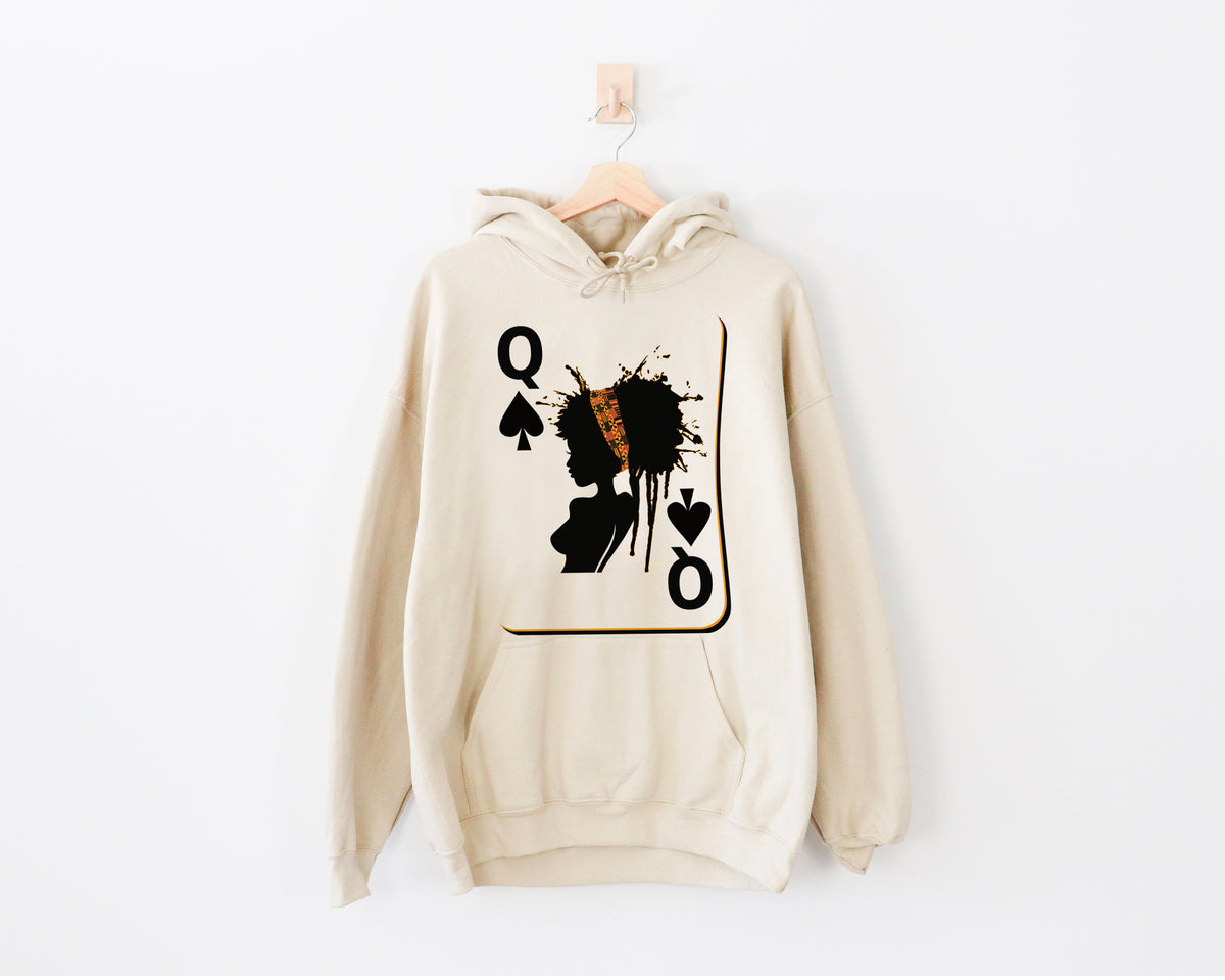 Black Queen Playing Card Sweatshirt, Hoodie, Tshirt – Afrocentric Queen of Spades Shirt for Women