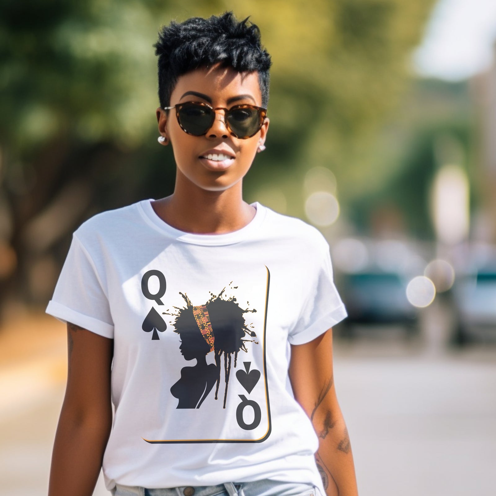 Black Queen Playing Card Sweatshirt, Hoodie, Tshirt – Afrocentric Queen of Spades Shirt for Women