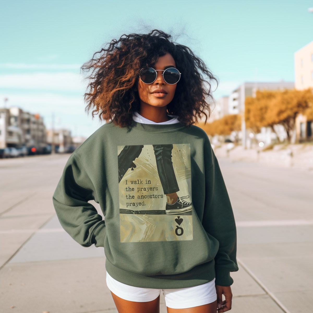 Black Queen Joyful Warrior Sweatshirt - I Walk in the Prayers the Ancestors Prayed Sweatshirt