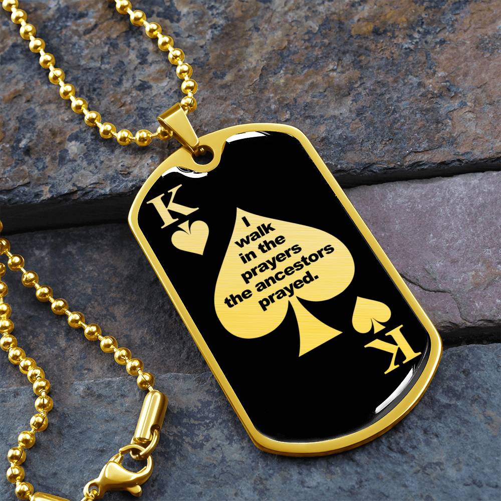 To My Son “I Walk in the Prayers the Ancestors Prayed” Black King Minimalist Necklace