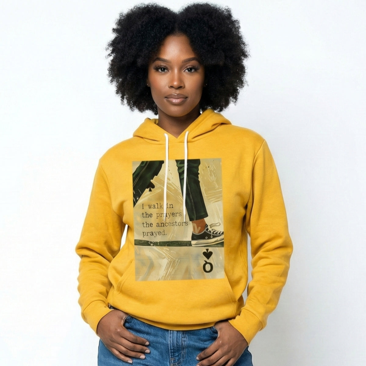 Black Queen Joyful Warrior Hoodie – I walk in the prayers | Afrocentric Queen of Spades Sweatshirt