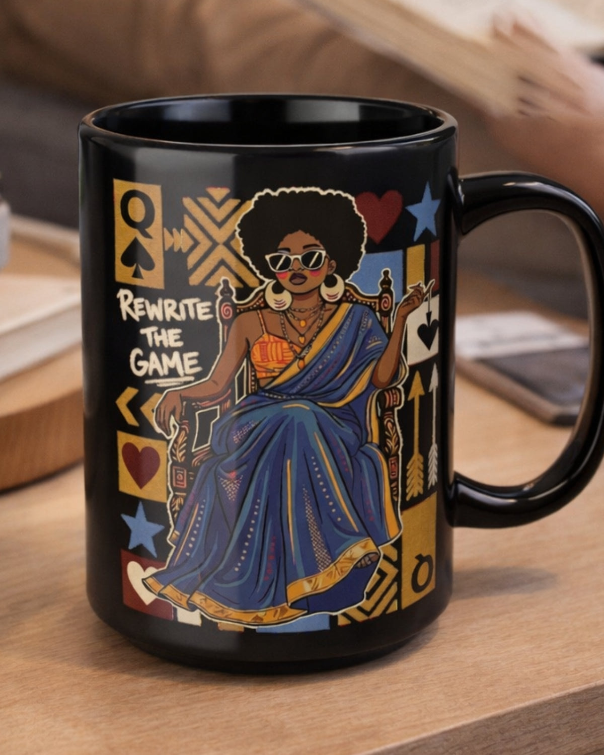 Grande tasse à café Kingfisher à imprimé africain 15 oz