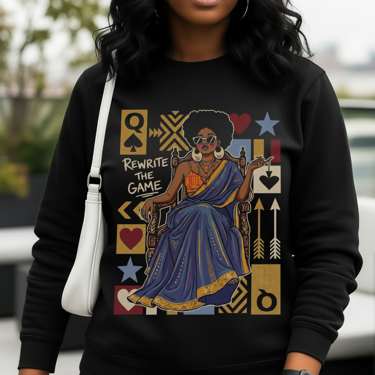 Rewrite the Game – Black Queen Empowerment Sweatshirt or Tshirt