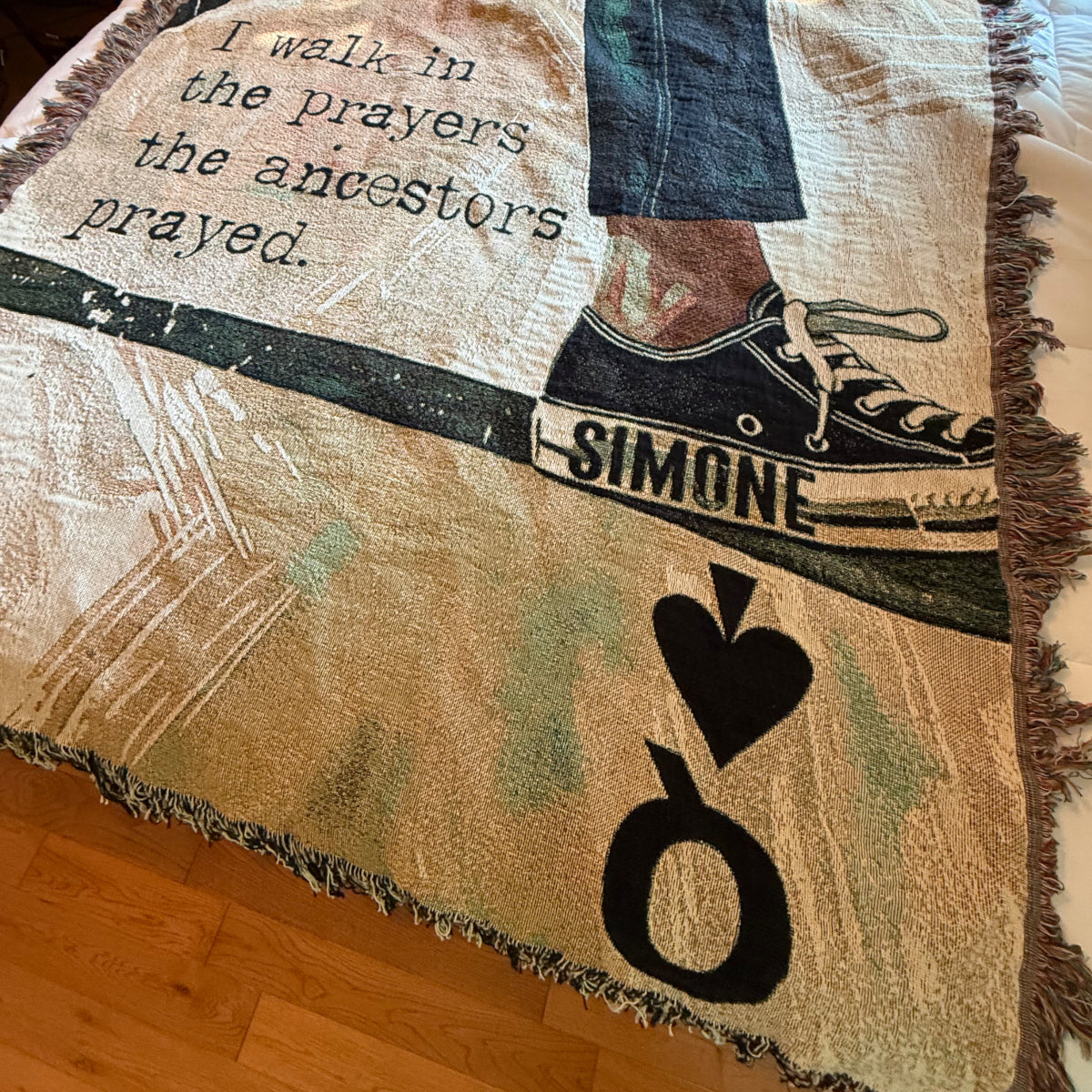 Personalized Joyful Warrior Black Queen Blanket - 100% Cotton Woven Afrocentric Throw