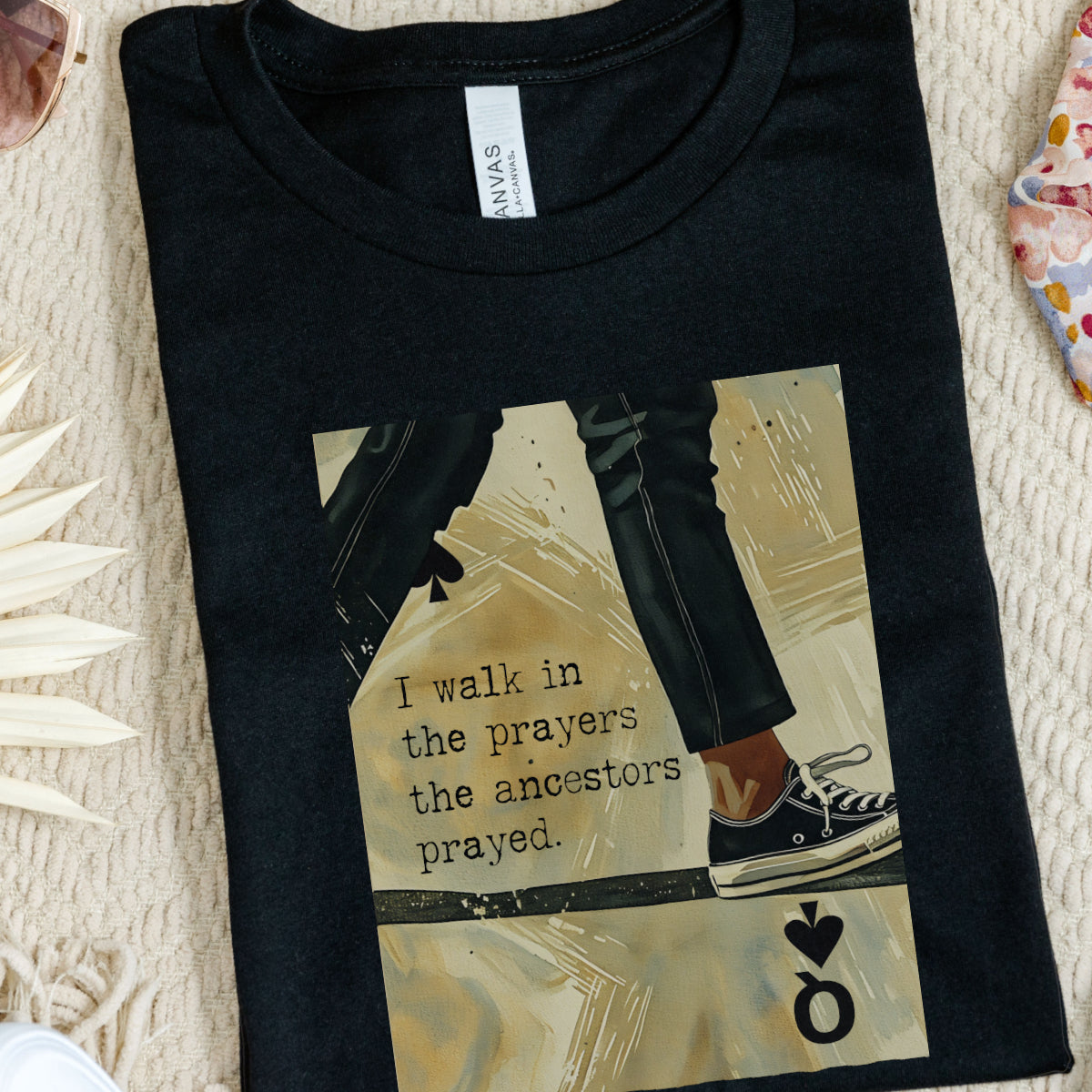 Joyful Warrior Black Queen Tee - I Walk in the Prayers the Ancestors Prayed T-Shirt – Black Owned Afrocentric Soft Life Legacy Shirt