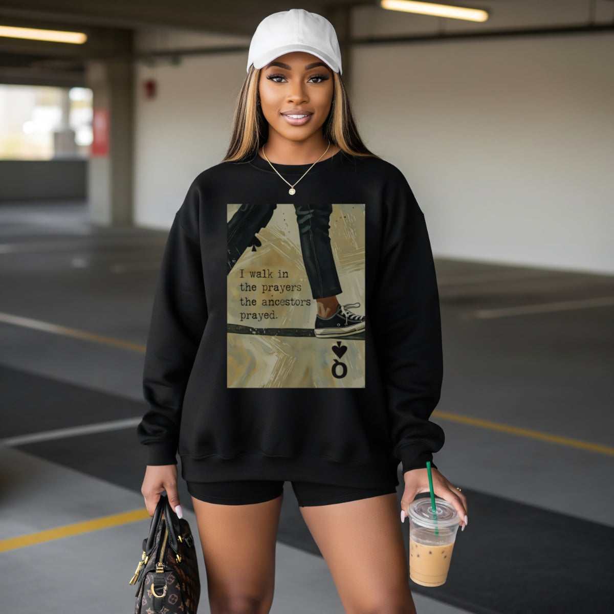 Black Queen Joyful Warrior Sweatshirt - I Walk in the Prayers the Ancestors Prayed Sweatshirt
