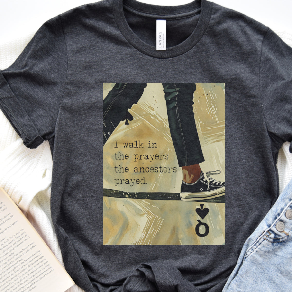 Joyful Warrior Black Queen Tee - I Walk in the Prayers the Ancestors Prayed T-Shirt – Black Owned Afrocentric Soft Life Legacy Shirt