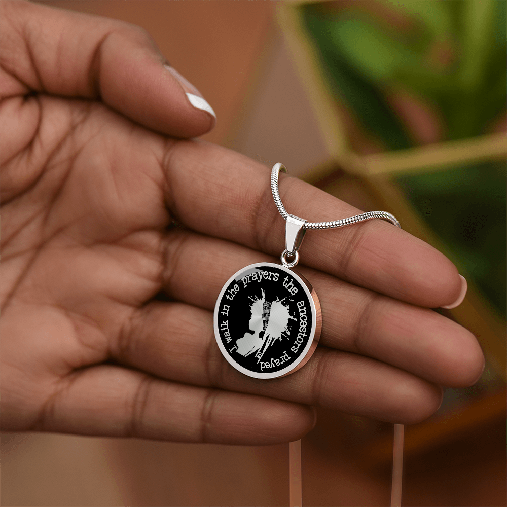 Hey Queen Minimalist Necklace – Inspirational Jewelry for Black Women | “I Walk in the Prayers the Ancestors Prayed” Pendant