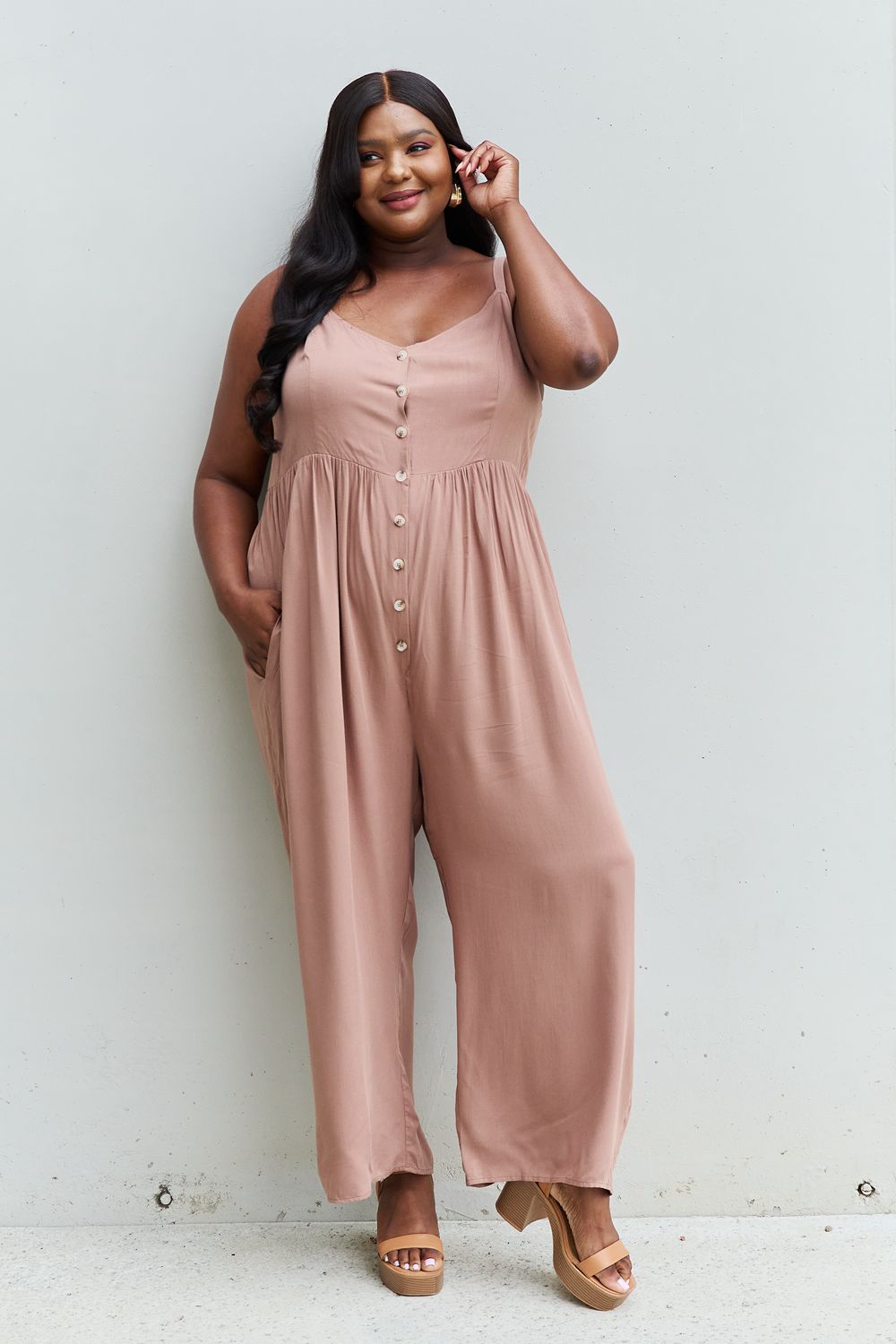 Mocha button up jumpsuit 2025