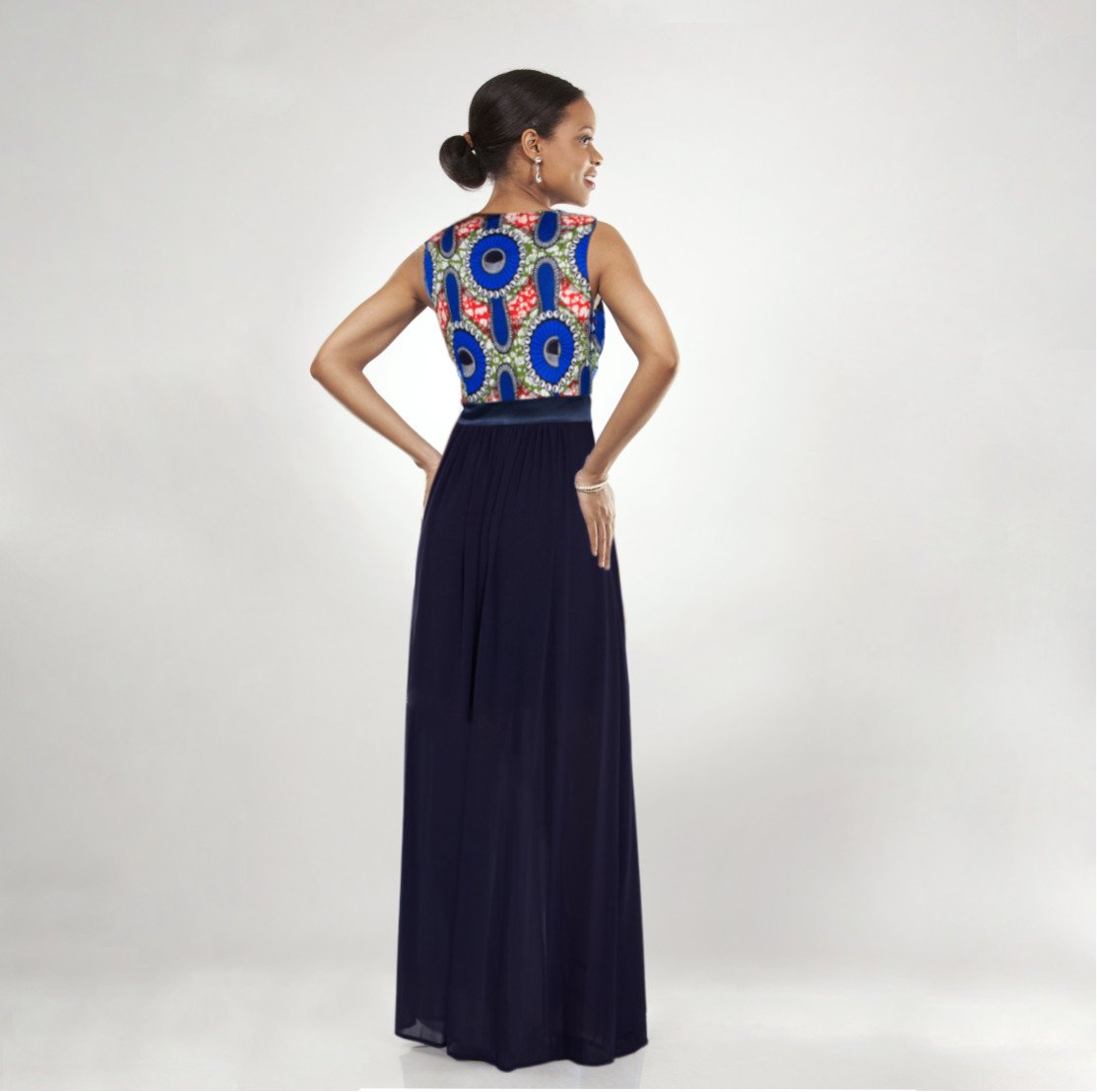 Ankara gown with best sale chiffon