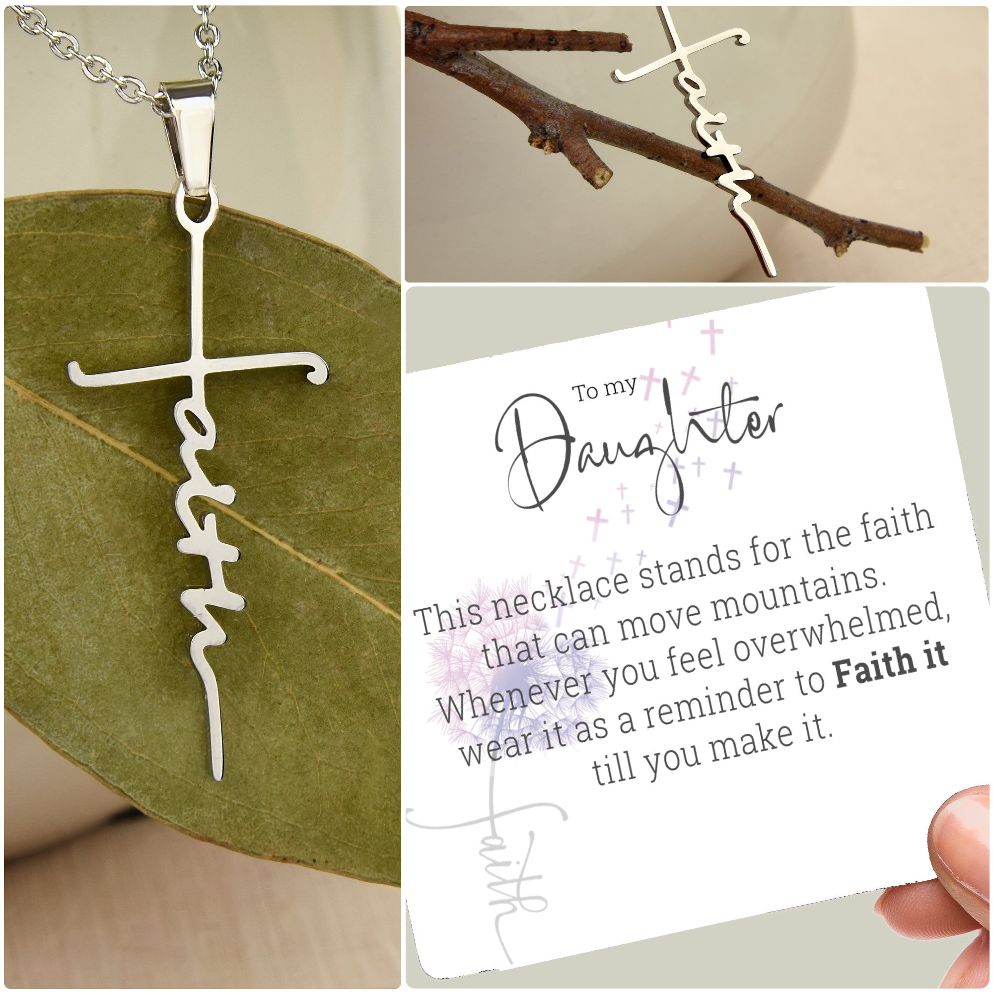 Faith it till you make it | To my Daughter | Faith Cross Minimalist Necklace