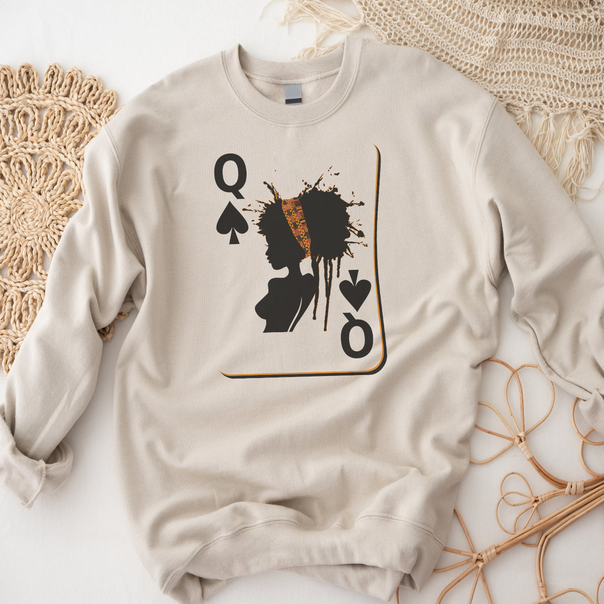 Queen | Drop Shoulder Sweatshirt | Mustard | Slate