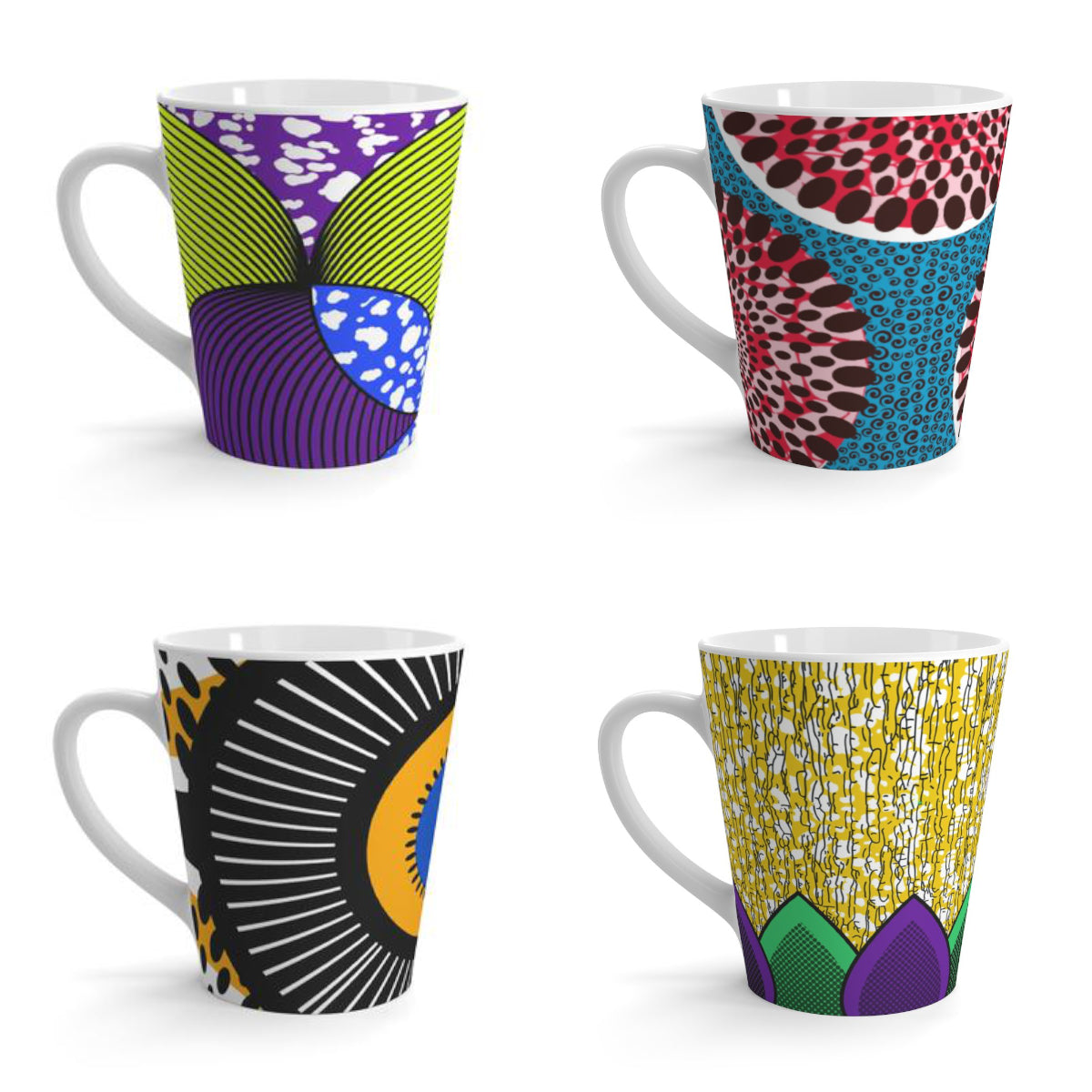 African Print Mugs (Set of 4) | African Wax Print Fabric Inspired