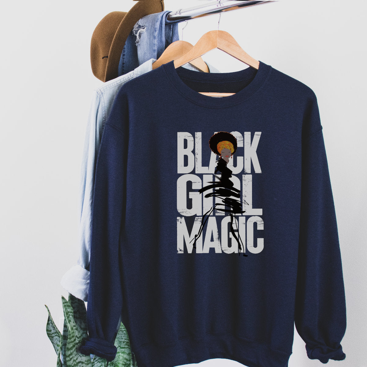 Graphic Sweatshirt | Black Girl Magic | Drop Shoulder Sweatshirt | Navy
