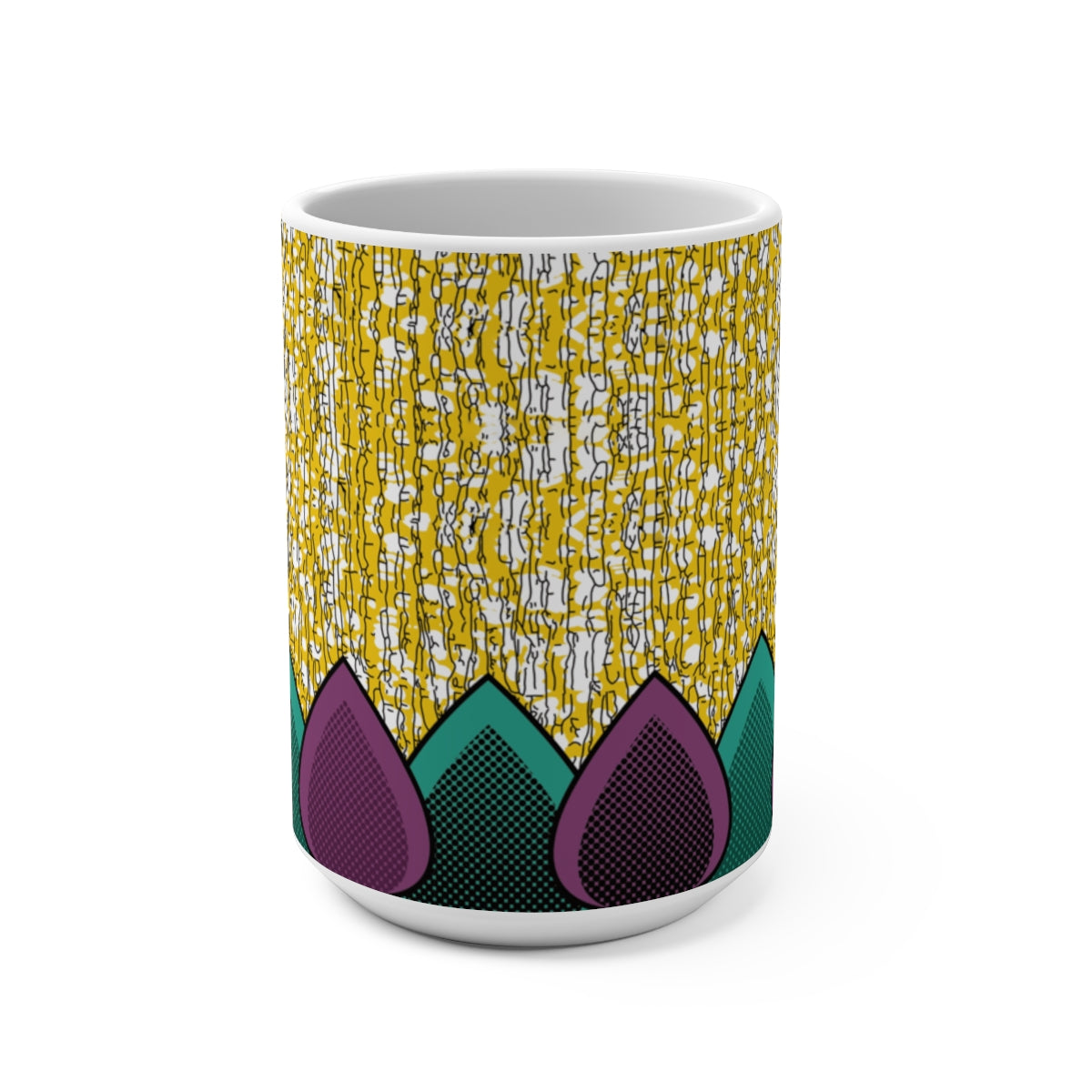 African Print Marigold Large 15 oz Latte Mug