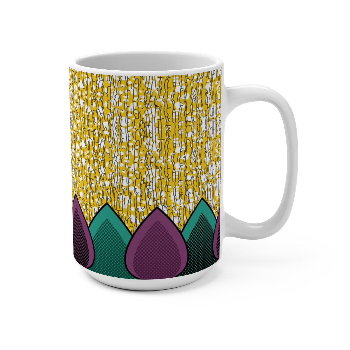 Large 15oz African Print Coffee Mugs (Set of 4) | African Wax Print Fabric Inspired