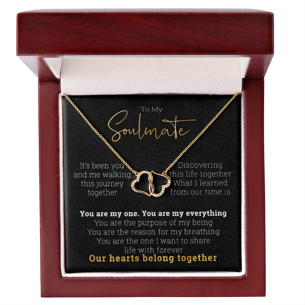 To My Soulmate | Our Hearts Belong Together | Gold and Diamond Necklace | Minimalist Necklace