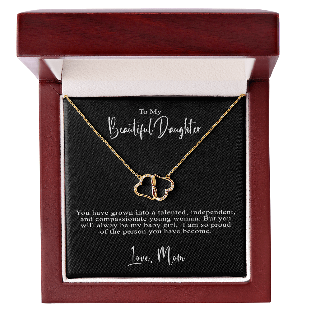 To My Beautiful Daughter, Love Mom | Gold Miminalist Necklace