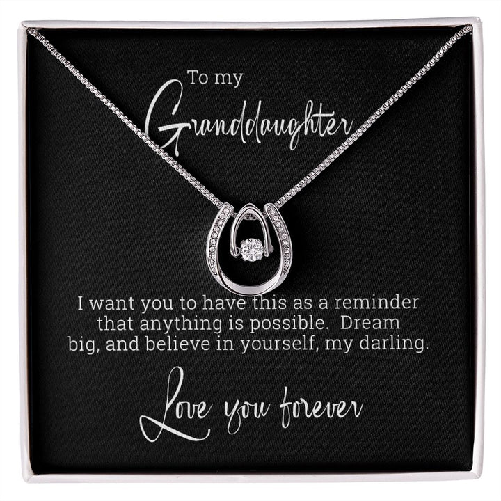 To My Granddaughter, Dream Big and Believe in Yourself | Christmas gift for her | Lucky Charm Minimalist Necklace | Proud of you | From Grandma